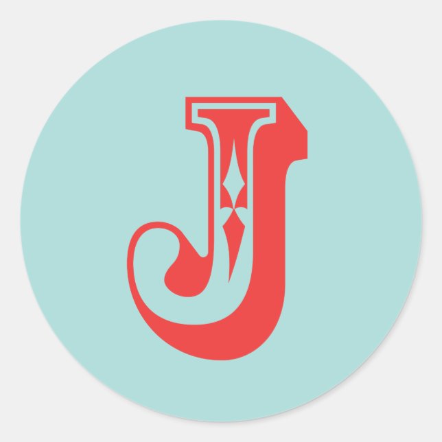 Sticker Rond Style de carnaval LetterI J monogramme première pr (Devant)