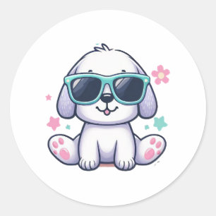Sticker Rond Style de chien cool