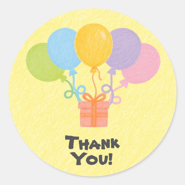 Sticker Rond Style de crayon modifiable – Anniversaire Balloon  (Devant)