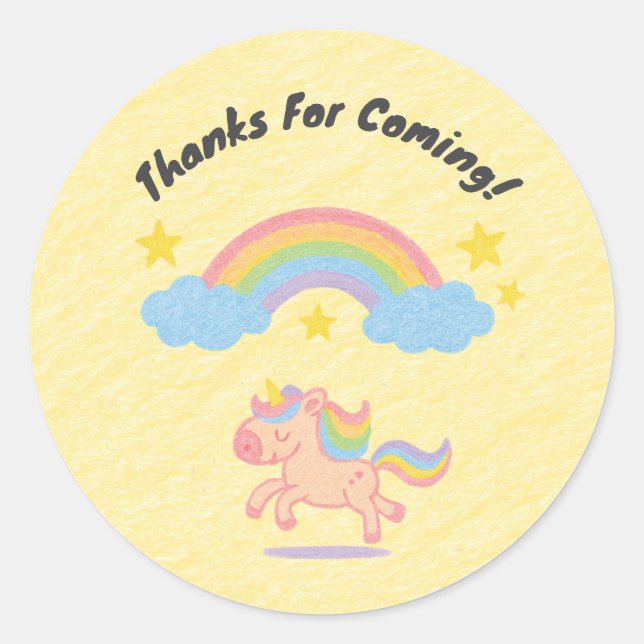 Sticker Rond Style de crayon modifiable – Licorne Rêve Étincell (Devant)