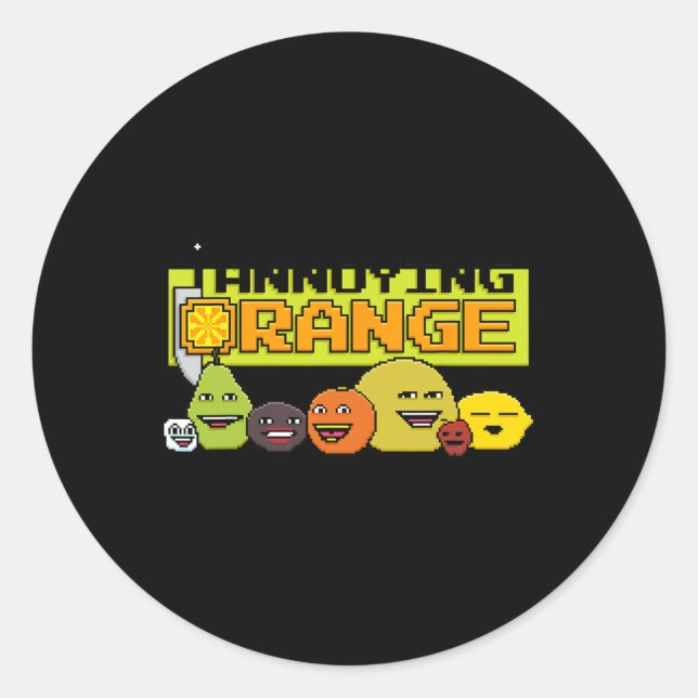 Sticker Rond Style de jeu vidéo 8 bits orange (Devant)