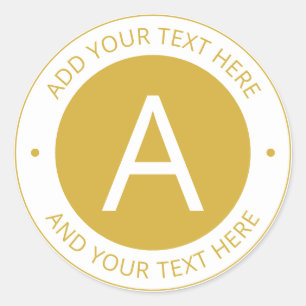 Sticker Rond Style de monogramme moderne or/blanc