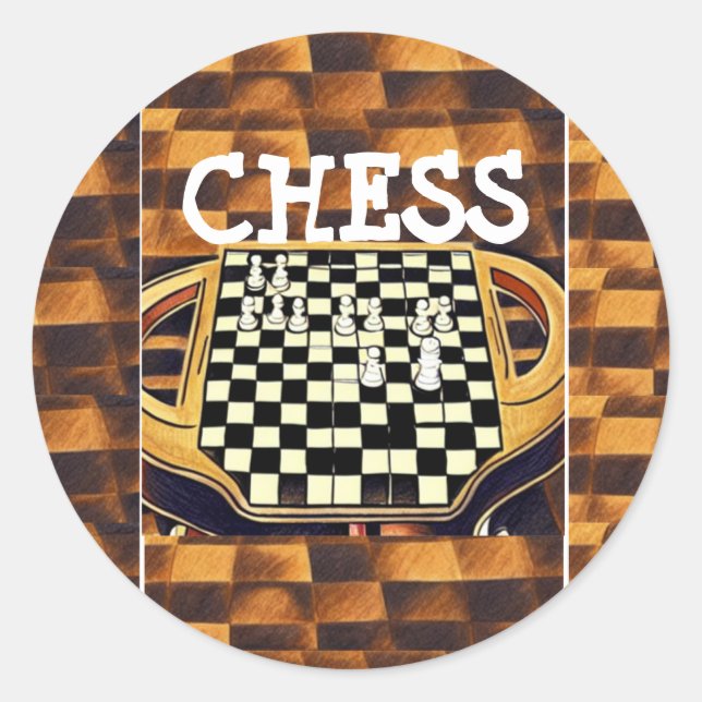 STICKER ROND  STYLE DE PLAT DE JEU D'ÉCHECS (Devant)