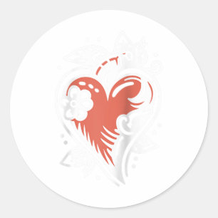 Sticker Rond Style de tatouage vintage Coeur Clic Rouge Valenti