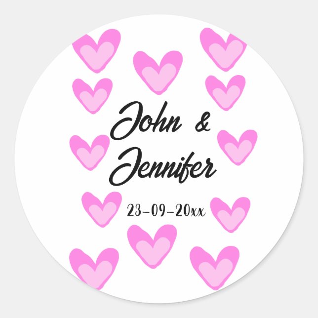 Sticker Rond style de texte simple et blanc mariage (Devant)