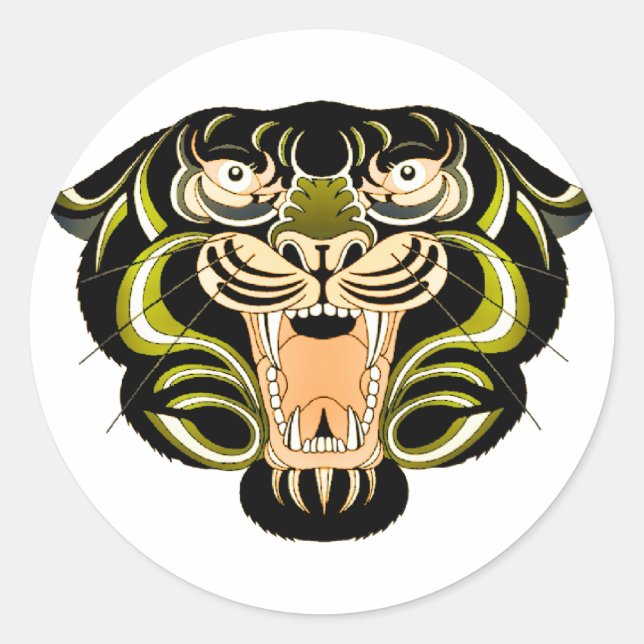 Sticker Rond Style de tigre 1 (Devant)
