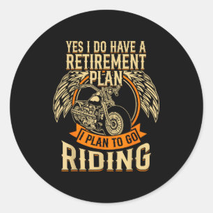 Sticker Rond Style de vie de retraite de motard moto chopper ba