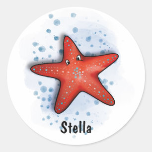 Sticker Rond style d'eau de l'étoile rouge