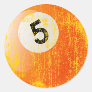 STICKER ROND STYLE ÉRODÉ ET ÂGÉ DE BOULE DE BILLARDS DU NUMÉRO