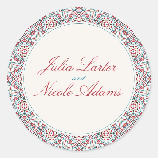 Sticker Rond Style géométrique Étincelles Mariage métallique en (Devant)