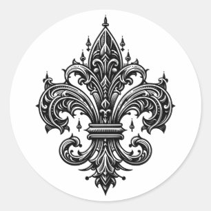 Sticker Rond Style gothique Fleur-de-lis