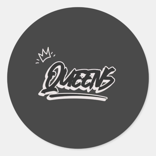 Sticker Rond Style Graffiti Queens New York (Devant)