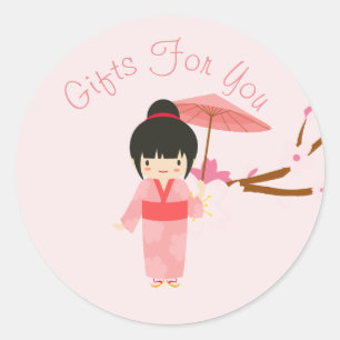 Sticker Rond Style japonais design Cadeau marque d'entreprise