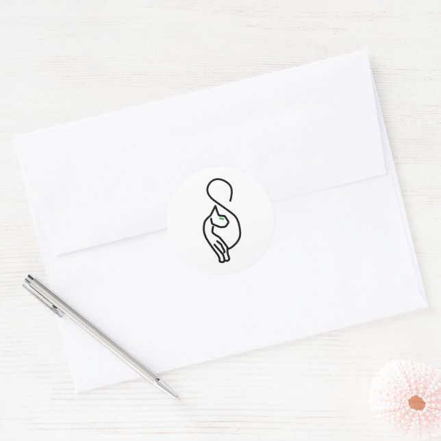 Sticker Rond Style Kitty Cat Outline (Enveloppe)