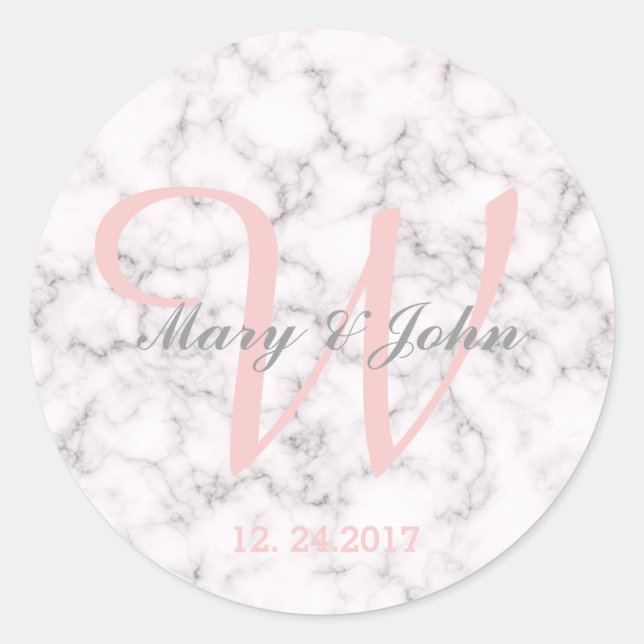 Sticker Rond Style marbre élégant - Mariée Mariage et Salle (Devant)