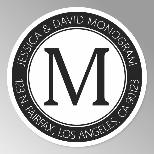 Sticker Rond Style moderne classique | Adresse de retour noir e (Créateur téléchargé)