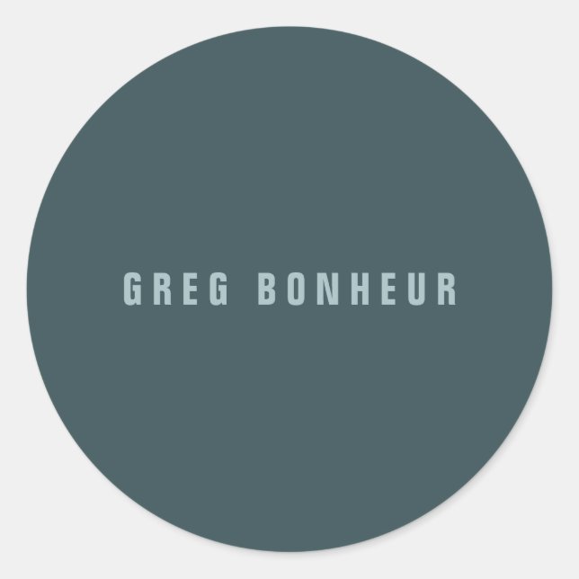 Sticker Rond Style moderne Nom de recherche | gris bleu (Devant)