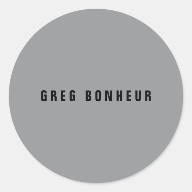 Sticker Rond Style moderne Nom de recherche | Gris et noir (Devant)