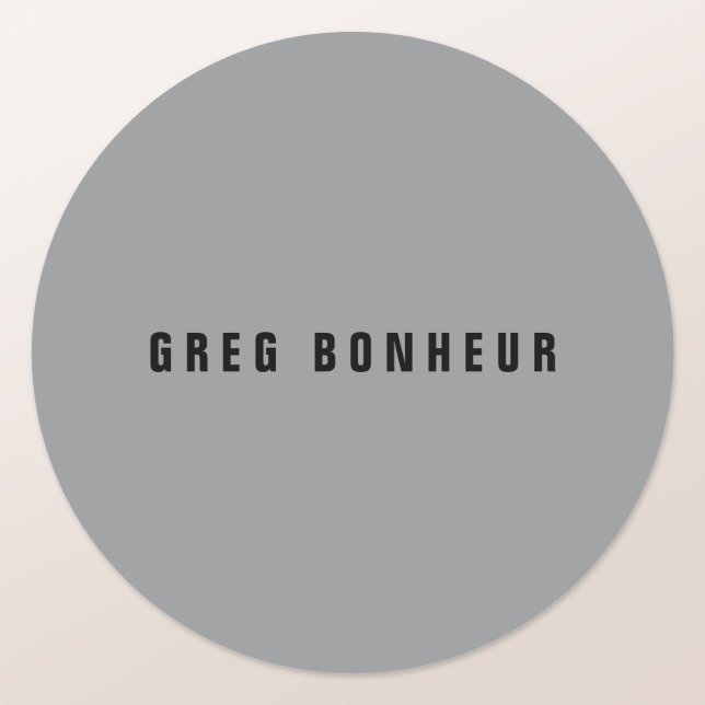 Sticker Rond Style moderne Nom de recherche | Gris et noir (Créateur téléchargé)