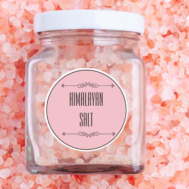 Sticker Rond Style moderne personnalisé Himalaya Sel Rose Texte (himalayan salt labels )