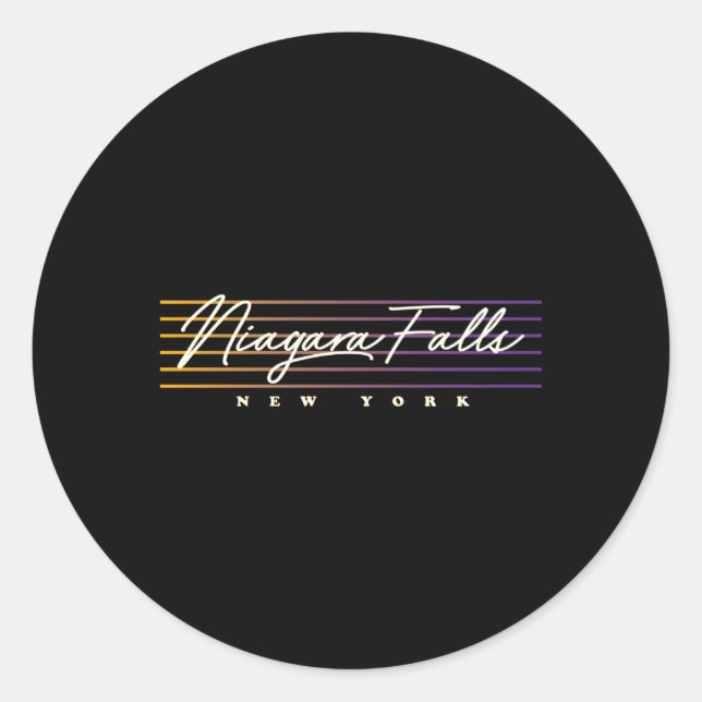 Sticker Rond Style Niagara Falls (Devant)