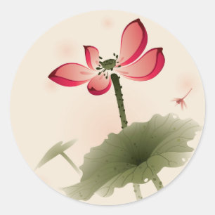 Sticker Rond Style oriental Lotus