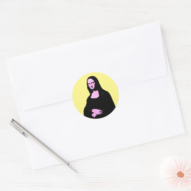 Sticker Rond Style Pop Art Mona Lisa (Enveloppe)