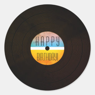 Sticker Rond Style record de cru de vinyle de plat de musical