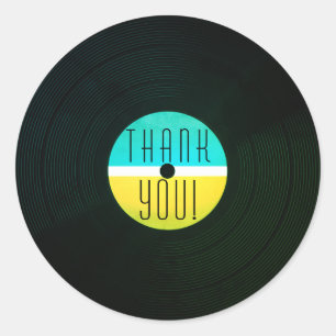 Sticker Rond Style record de cru de vinyle de plat de musical