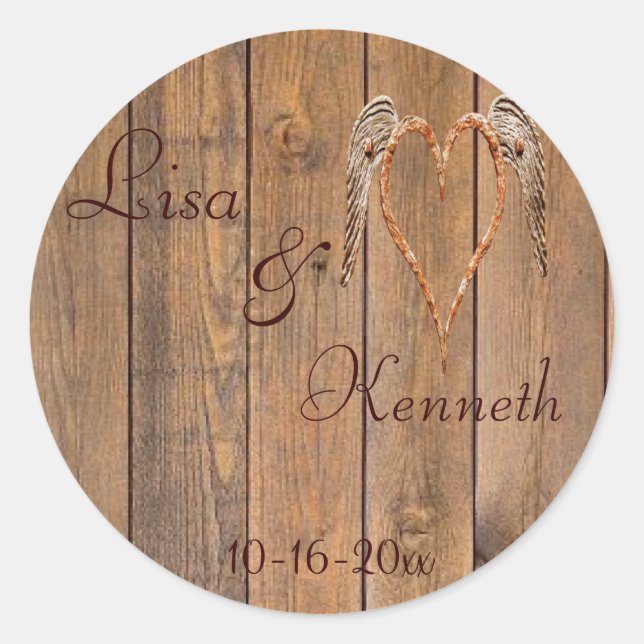 Sticker Rond Style rustique Angel ailes Mariage (Devant)