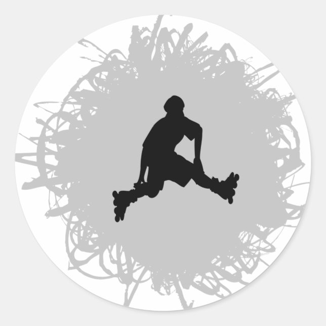 Sticker Rond Style Scribble Rollerblading (Devant)