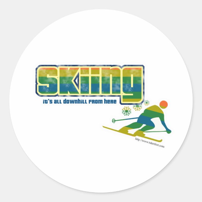 Sticker Rond Style ski vintage (Devant)