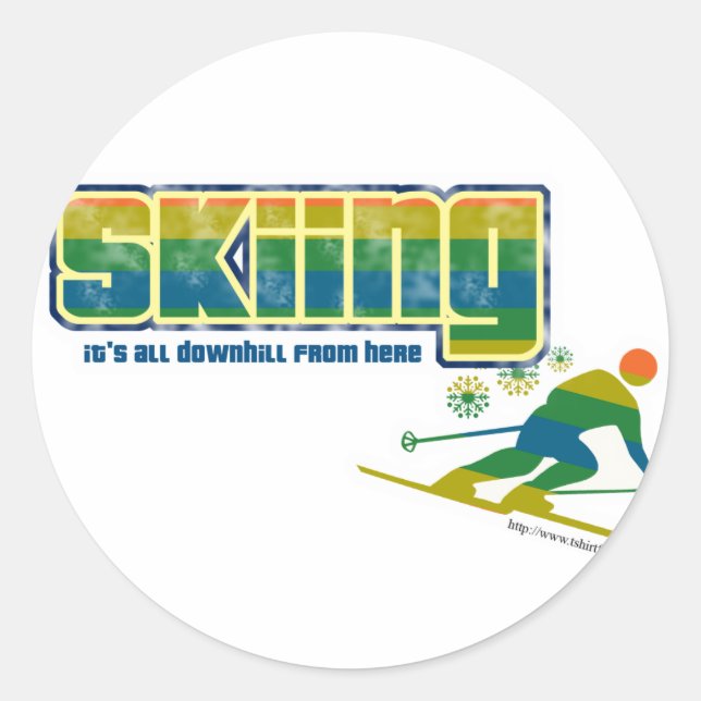 Sticker Rond Style ski vintage (Devant)