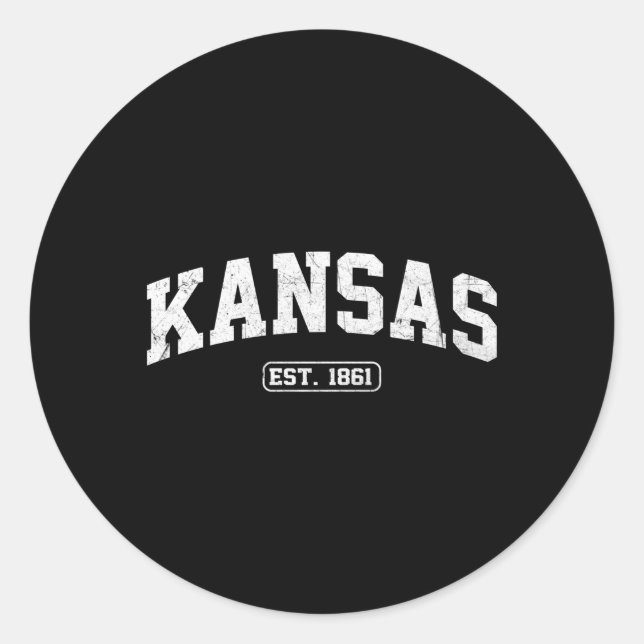 Sticker Rond Style sportif de l'État du Kansas (Devant)