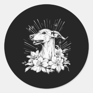 Sticker Rond Style tatouage Adulte Whippet Chien rétro