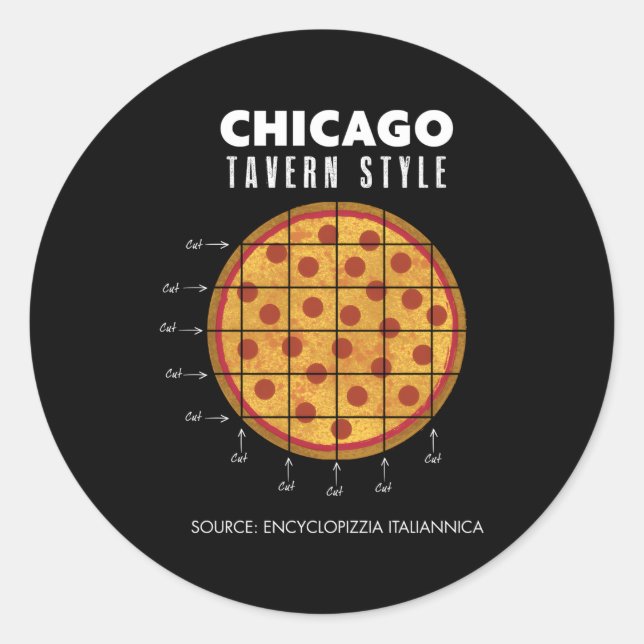 Sticker Rond Style Taverne de Pizza Chicago (Devant)