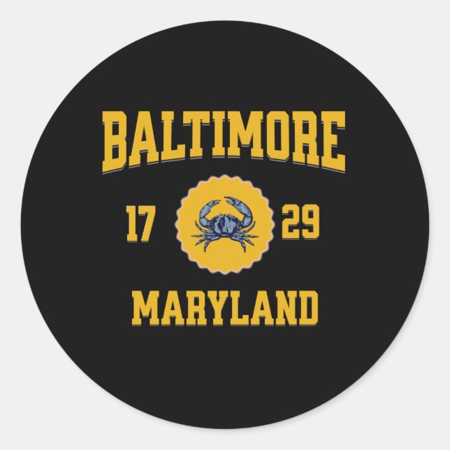 Sticker Rond Style universitaire Baltimore Maryland College (Devant)