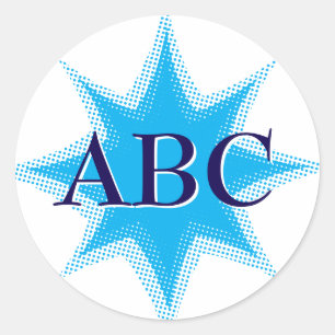 Sticker Rond Style vintage Étoile Bleue Avec Monogramme Personn