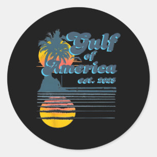 Sticker Rond Style vintage Golfe D'Usa Amérique Plage Amateurs