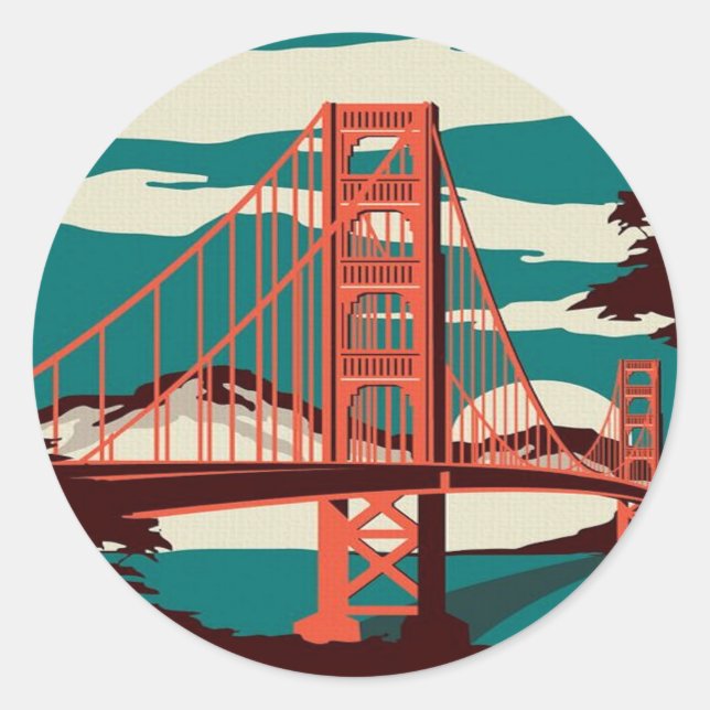 Sticker Rond Style Vintage San Francisco (Devant)
