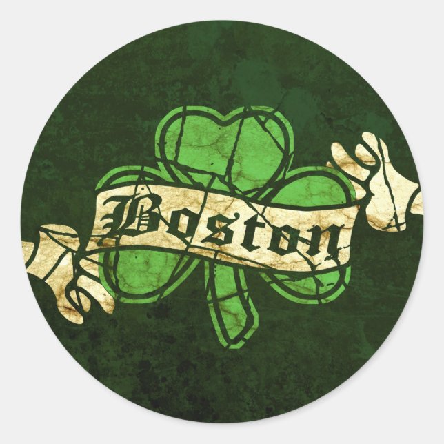 Sticker Rond Style Vintage Shamrock de Boston (Devant)