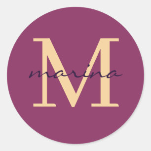 Sticker Rond Stylis et monogrammed personnalisé