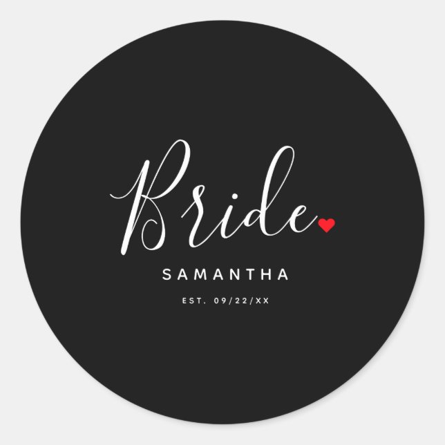 Sticker Rond Stylish Bride Wedding T Shirt  (Devant)