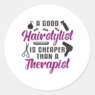 Sticker Rond Styliste Cheveux Barber Ciseaux Thérapie Idée cade