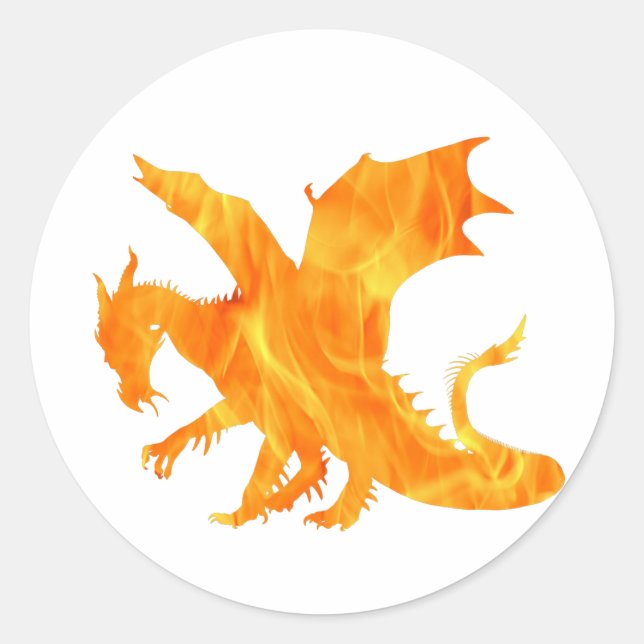 Sticker Rond Stylized image of Dragon in flame (Devant)