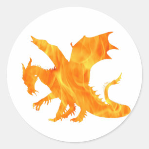 Sticker Rond Stylized image of Dragon in flame