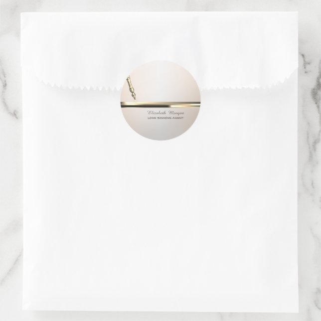 Sticker Rond Stylo doré rayure lumineuse notaire (Sac)