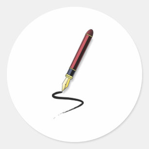 Sticker Rond Stylo-plume