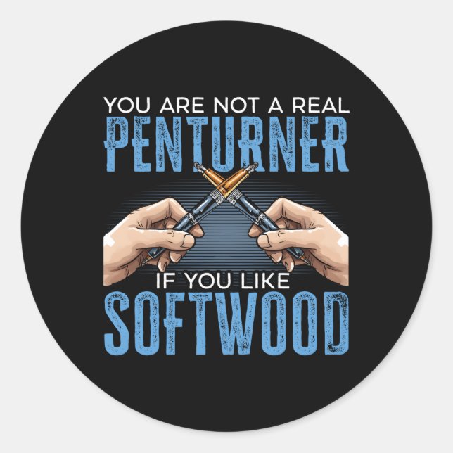 Sticker Rond Stylo Tourner Lathe Travail Boiserie Fabrication D (Devant)