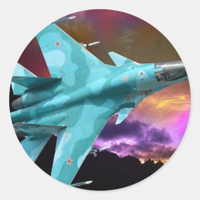 STICKER ROND SU-30 JET DE COMBATTRE RUSSE (Devant)
